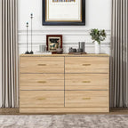 Cómoda Natural de Doble Columna con 6 Cajones