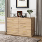 Cómoda Natural de Doble Columna con 6 Cajones