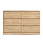 Cómoda Natural de Doble Columna con 6 Cajones