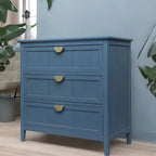 Gabinete de almacenamiento azul de 3 cajones, estilo americano, individual