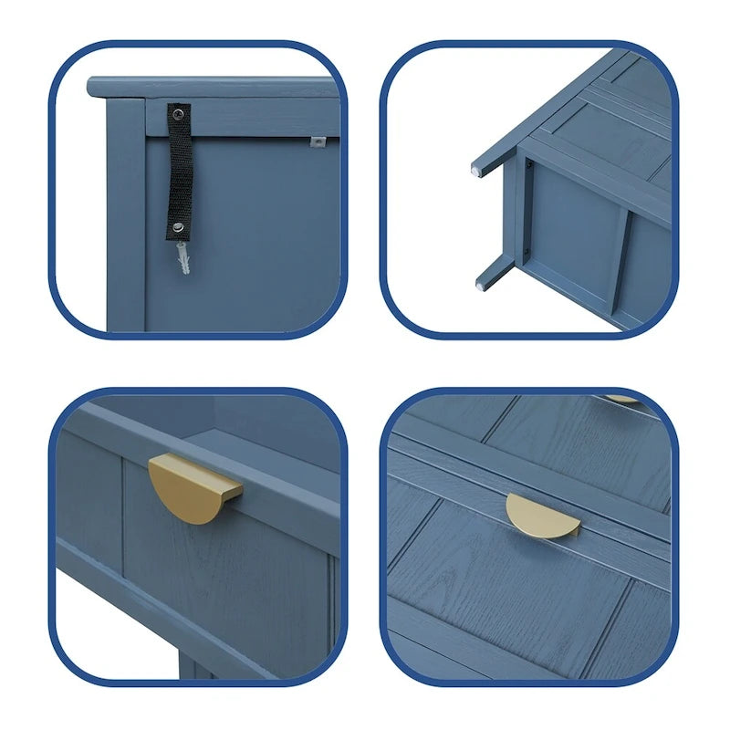 Gabinete de almacenamiento azul de 3 cajones, estilo americano, individual