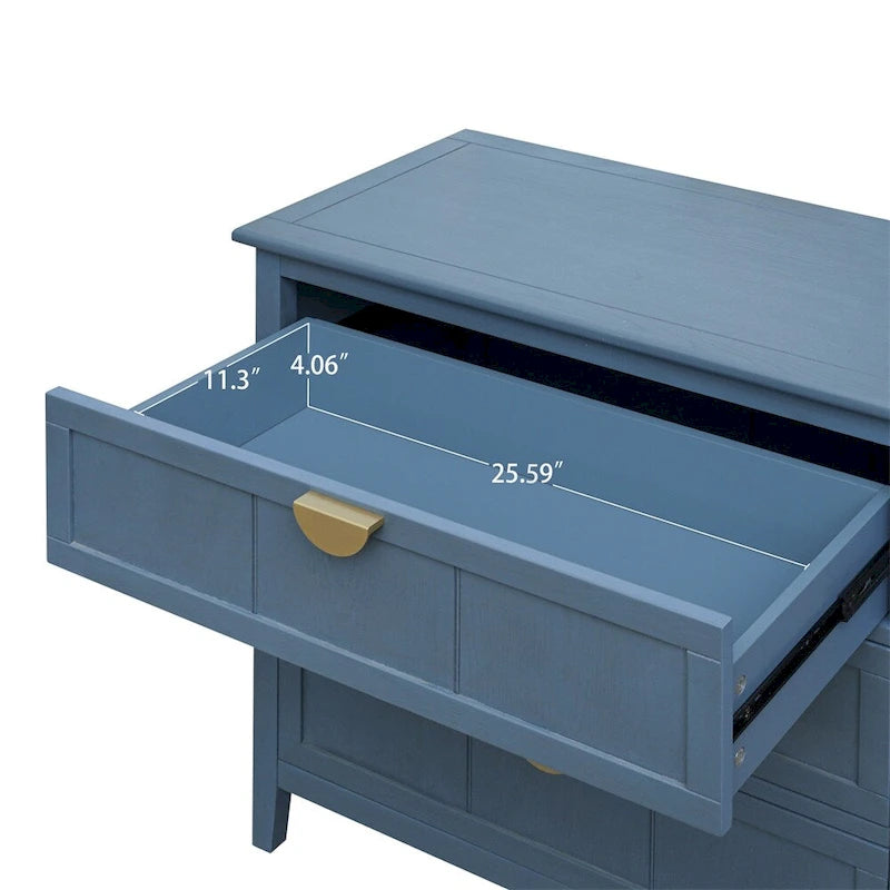 Gabinete de almacenamiento azul de 3 cajones, estilo americano, individual