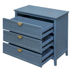 Gabinete de almacenamiento azul de 3 cajones, estilo americano, individual