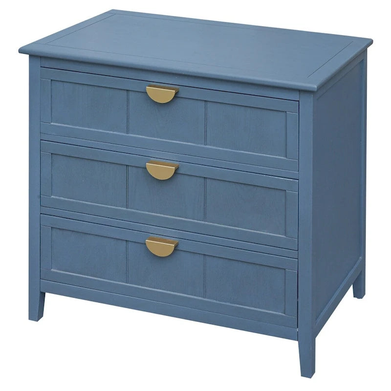 Gabinete de almacenamiento azul de 3 cajones, estilo americano, individual