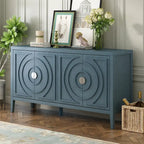 Aparador retro de 4 puertas, negro/gris/azul antiguo/blanco – Unidad individual
