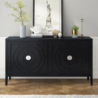 Aparador retro de 4 puertas, negro/gris/azul antiguo/blanco – Unidad individual