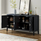 Aparador retro de 4 puertas, negro/gris/azul antiguo/blanco – Unidad individual