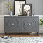 Aparador retro de 4 puertas, negro/gris/azul antiguo/blanco – Unidad individual