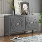 Aparador retro de 4 puertas, negro/gris/azul antiguo/blanco – Unidad individual