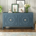 Aparador retro de 4 puertas, negro/gris/azul antiguo/blanco – Unidad individual