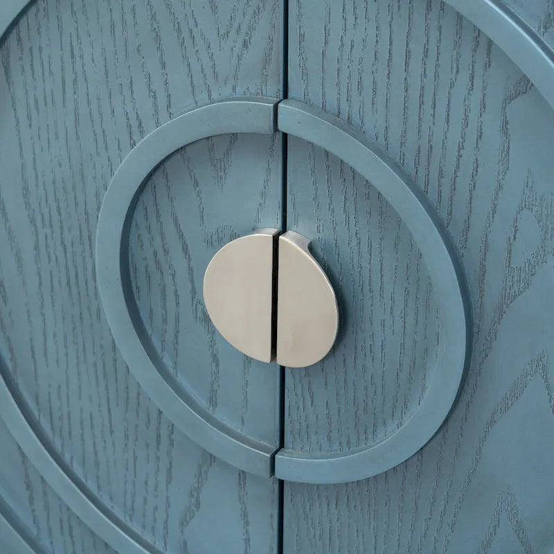 Aparador retro de 4 puertas, negro/gris/azul antiguo/blanco – Unidad individual