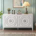 Aparador retro de 4 puertas, negro/gris/azul antiguo/blanco – Unidad individual