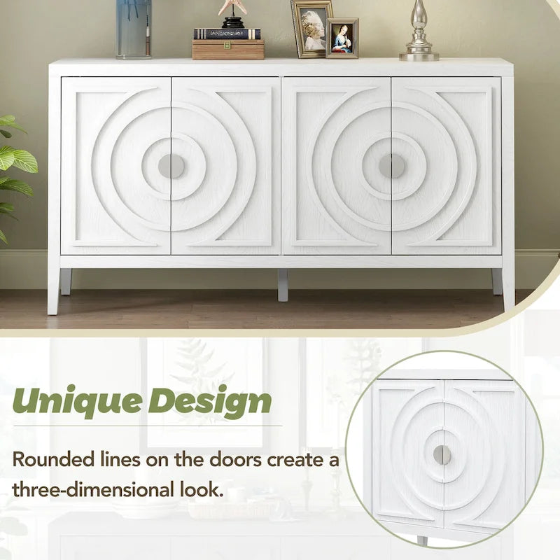 Aparador retro de 4 puertas, negro/gris/azul antiguo/blanco – Unidad individual