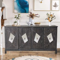 Aparador con espejo de 4 puertas gris/madera – Individual
