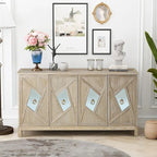 Aparador con espejo de 4 puertas gris/madera – Individual