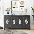 Aparador con espejo de 4 puertas gris/madera – Individual