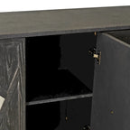 Aparador con espejo de 4 puertas gris/madera – Individual