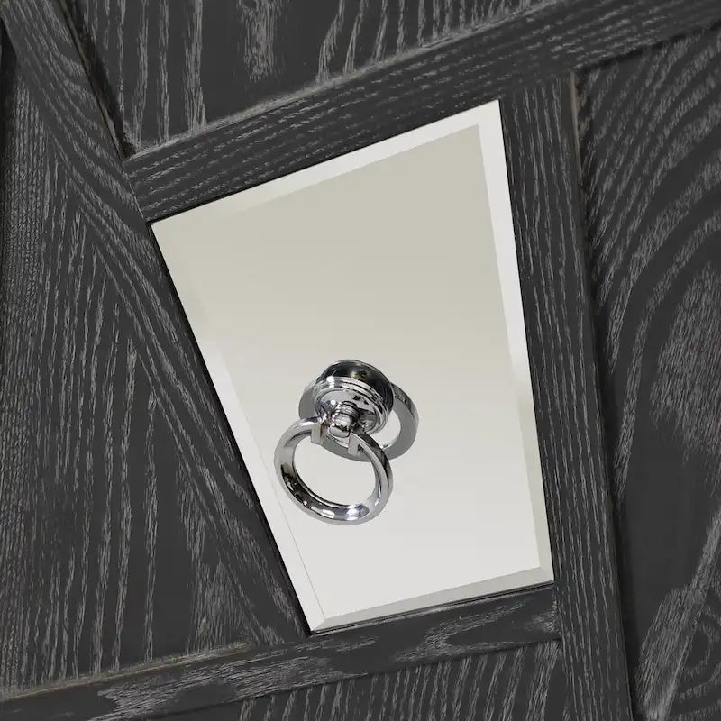 Aparador con espejo de 4 puertas gris/madera – Individual