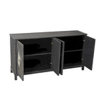 Aparador con espejo de 4 puertas gris/madera – Individual