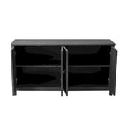 Aparador con espejo de 4 puertas gris/madera – Individual