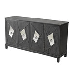 Aparador con espejo de 4 puertas gris/madera – Individual