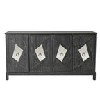 Aparador con espejo de 4 puertas gris/madera – Individual