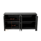 Aparador con espejo de 4 puertas gris/madera – Individual