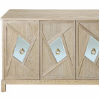Aparador con espejo de 4 puertas gris/madera – Individual