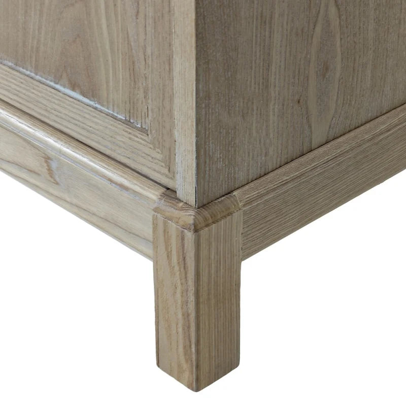 Aparador con espejo de 4 puertas gris/madera – Individual