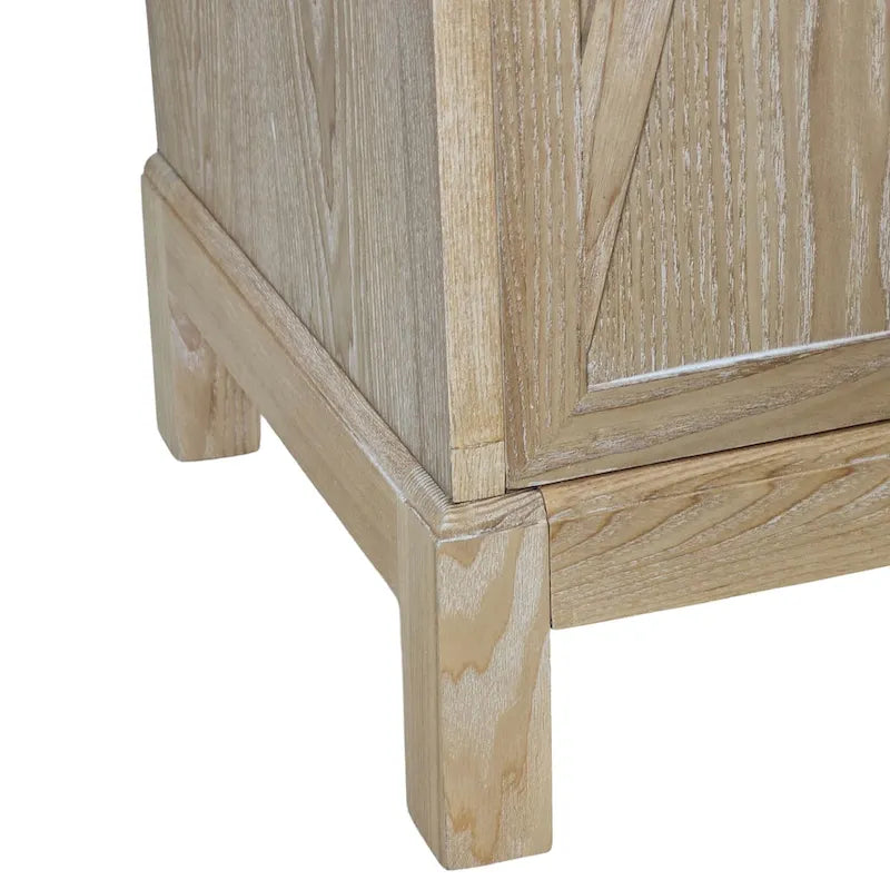 Aparador con espejo de 4 puertas gris/madera – Individual