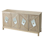 Aparador con espejo de 4 puertas gris/madera – Individual