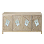 Aparador con espejo de 4 puertas gris/madera – Individual