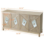 Aparador con espejo de 4 puertas gris/madera – Individual
