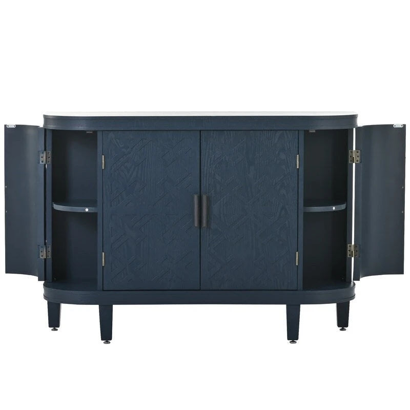 Aparador con patrón retro negro/blanco/gris antiguo/azul marino – Montaje para 1 persona