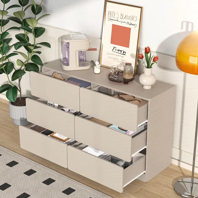 Mueble de almacenaje de 6 cajones marrón/gris/gris oscuro, montaje para 1 persona