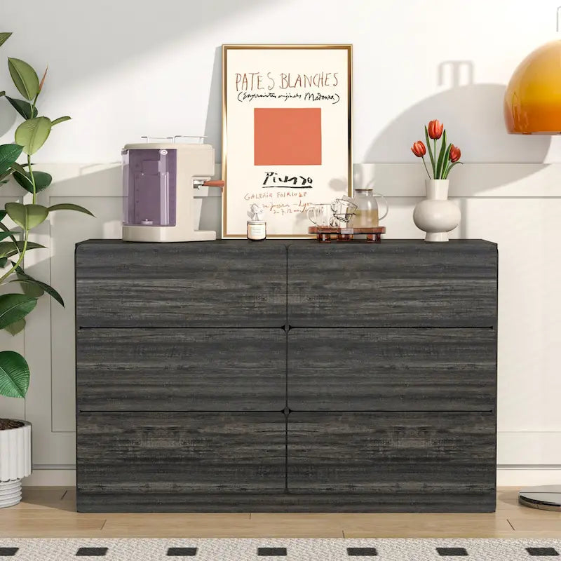 Mueble de almacenaje de 6 cajones marrón/gris/gris oscuro, montaje para 1 persona