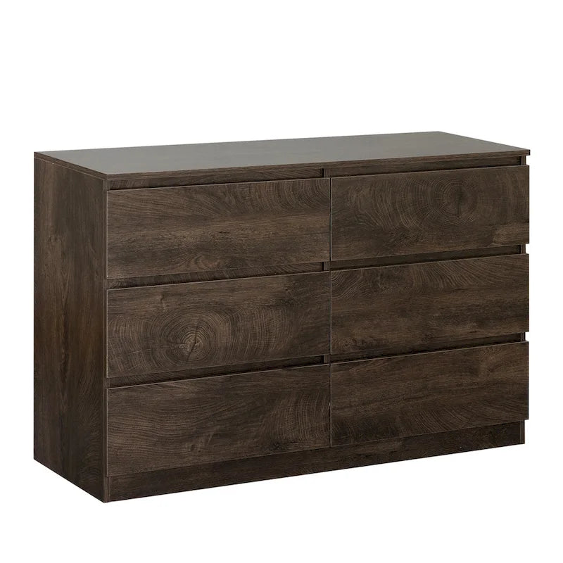 Mueble de almacenaje de 6 cajones marrón/gris/gris oscuro, montaje para 1 persona