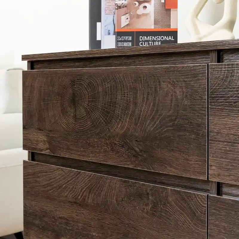 Mueble de almacenaje de 6 cajones marrón/gris/gris oscuro, montaje para 1 persona