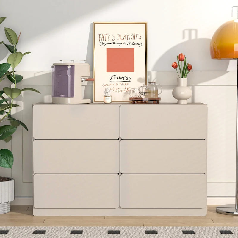 Mueble de almacenaje de 6 cajones marrón/gris/gris oscuro, montaje para 1 persona