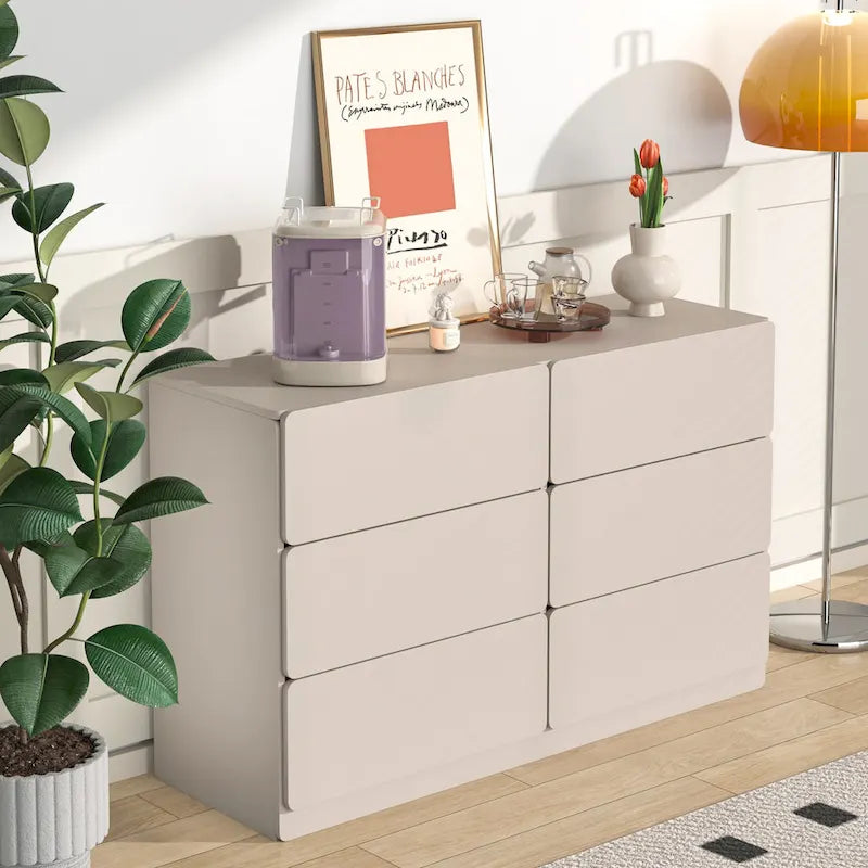 Mueble de almacenaje de 6 cajones marrón/gris/gris oscuro, montaje para 1 persona