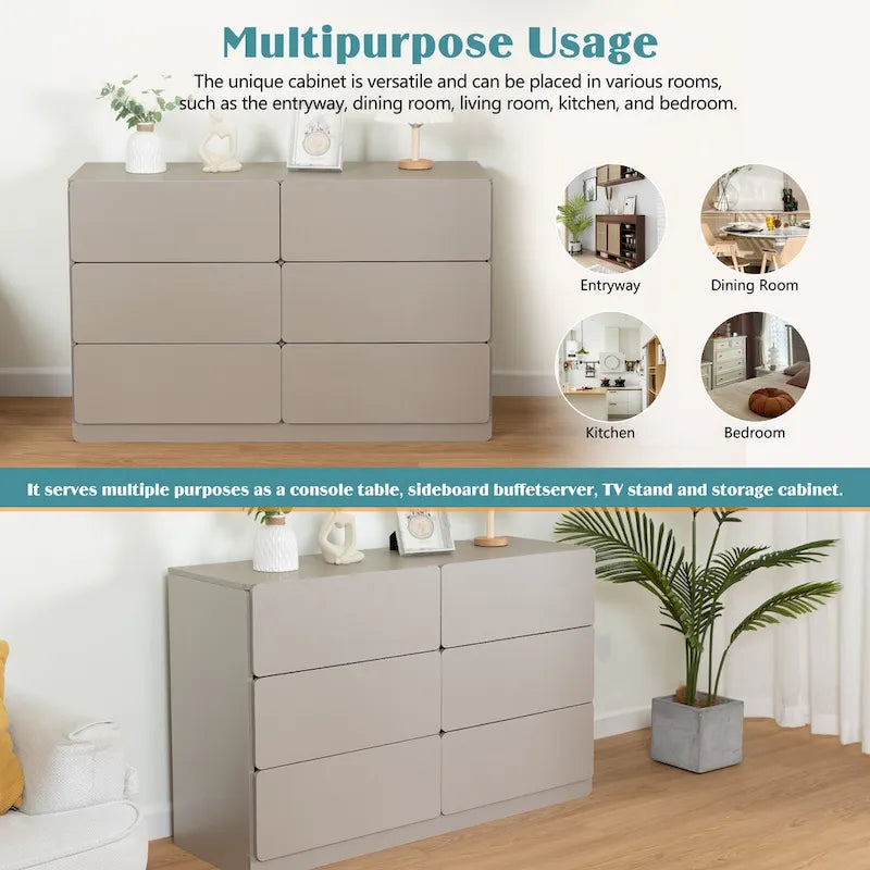 Mueble de almacenaje de 6 cajones marrón/gris/gris oscuro, montaje para 1 persona