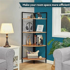Estantería esquinera de 4 niveles, Nogal/Roble Negro, montaje por 1 persona