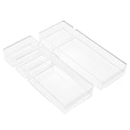Juego de organizadores de cajones brillantes transparentes, 5 piezas