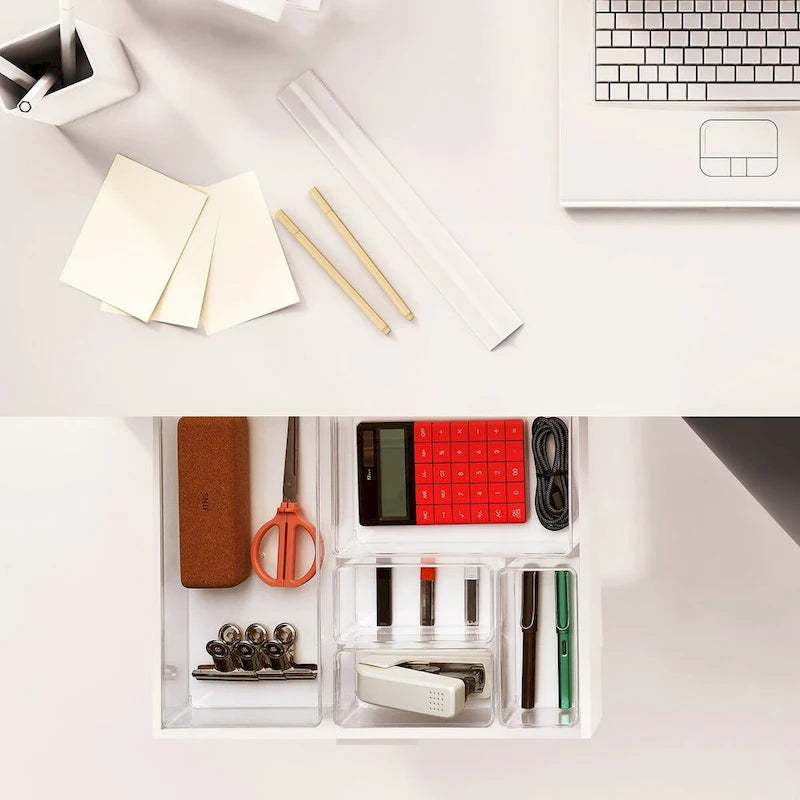 Juego de organizadores de cajones brillantes transparentes, 5 piezas