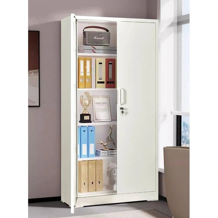 Negro / Gris / Blanco crema / Acero / Armario metálico de almacenamiento de 1 puerta con 2 puertas con cerradura y 4 estantes ajustables