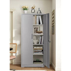 Negro / Gris / Blanco crema / Acero / Armario metálico de almacenamiento de 1 puerta con 2 puertas con cerradura y 4 estantes ajustables