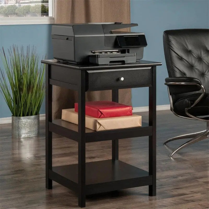 Soporte para impresora de 2 estantes con cajón (Nogal/Blanco/Negro) – 1 persona
