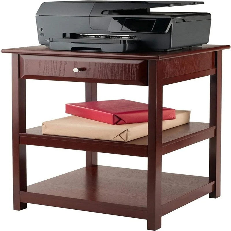 Soporte para impresora de 2 estantes con cajón (Nogal/Blanco/Negro) – 1 persona