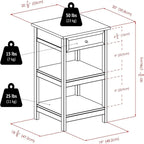 Soporte para impresora de 2 estantes con cajón (Nogal/Blanco/Negro) – 1 persona