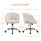 Sillón de oficina de terciopelo con respaldo de barril capitoné, ruedas giratorias, altura de asiento ajustable